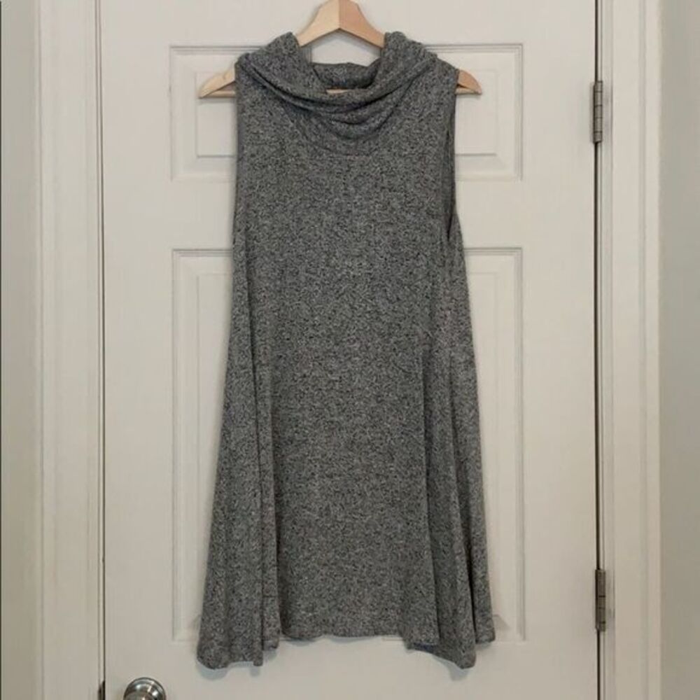 Grey Loose Turleneck Midi Dress
